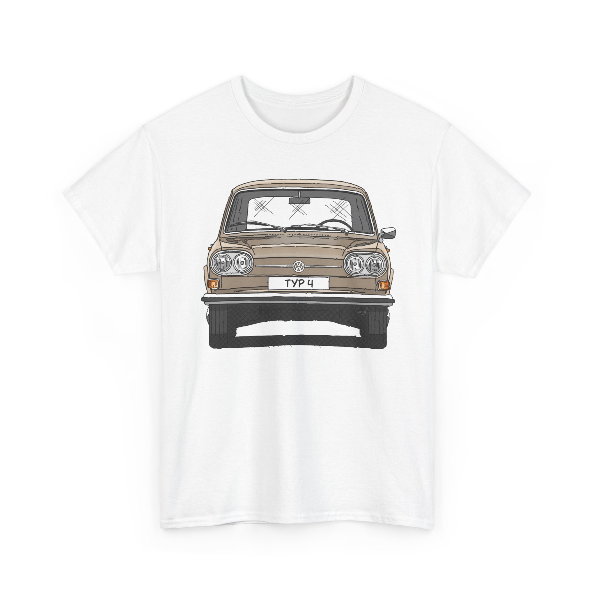 T-Shirt, VW Typ 4, 411, Strichzeichnung, Kansasbeige, eigenes Kennzeichen möglich – Bild 4