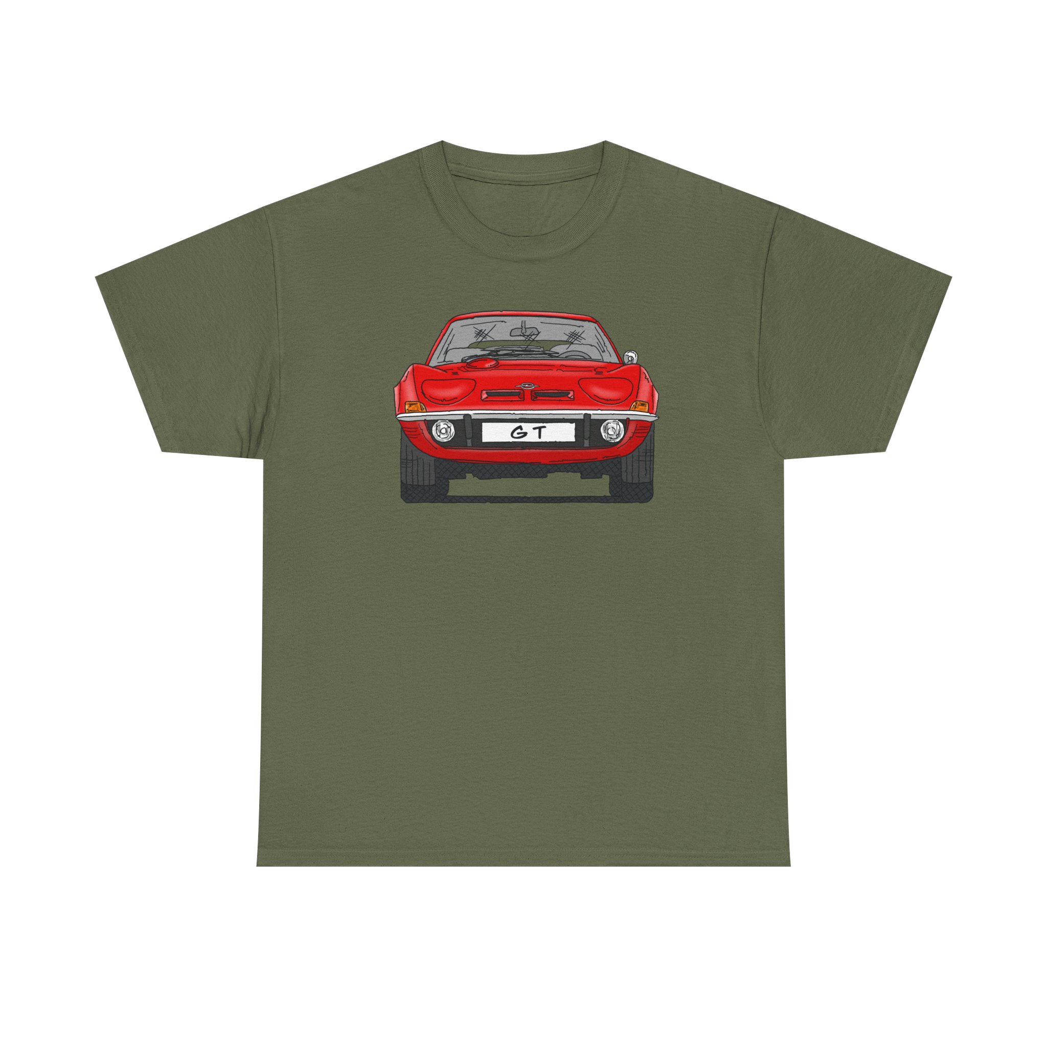 T-Shirt, Opel GT, Strichzeichnung, Rot, mit Kennzeichen personalisierbar – Bild 61