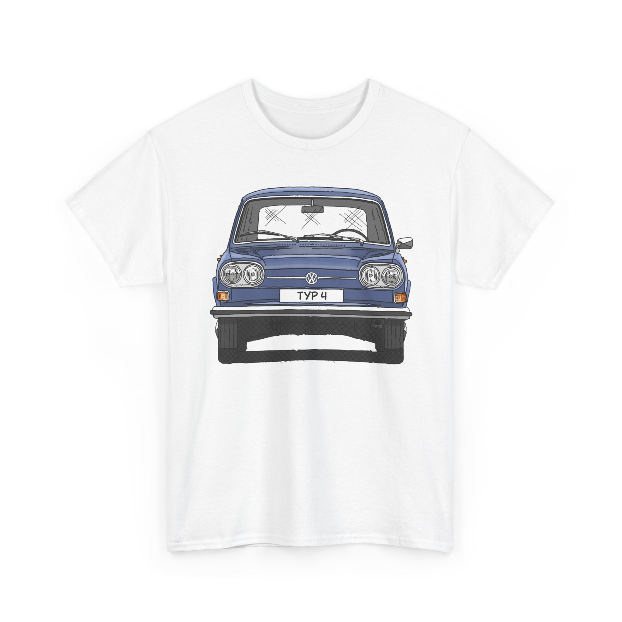 T-Shirt, VW Typ 4, 411, Strichzeichnung, Gemini-Blau, eigenes Kennzeichen möglich – Bild 4