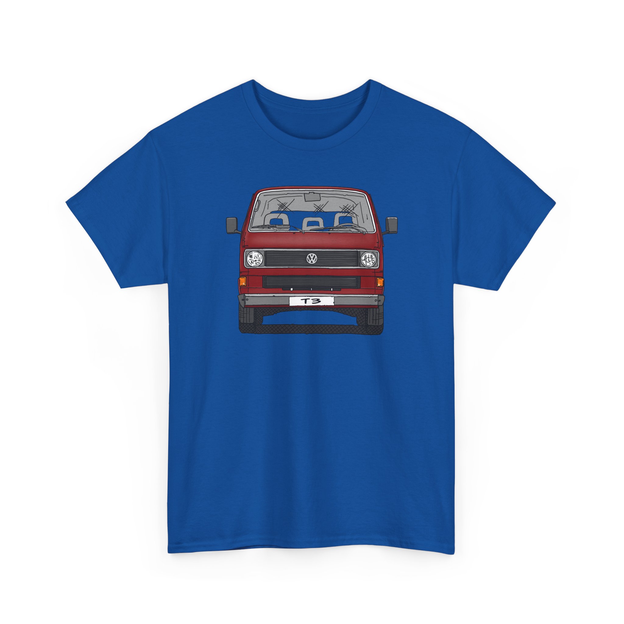 T-Shirt, VW T3, Bulli, VW Bus, Strichzeichnung, Rot, mit Kennzeichen personalisierbar – Bild 6