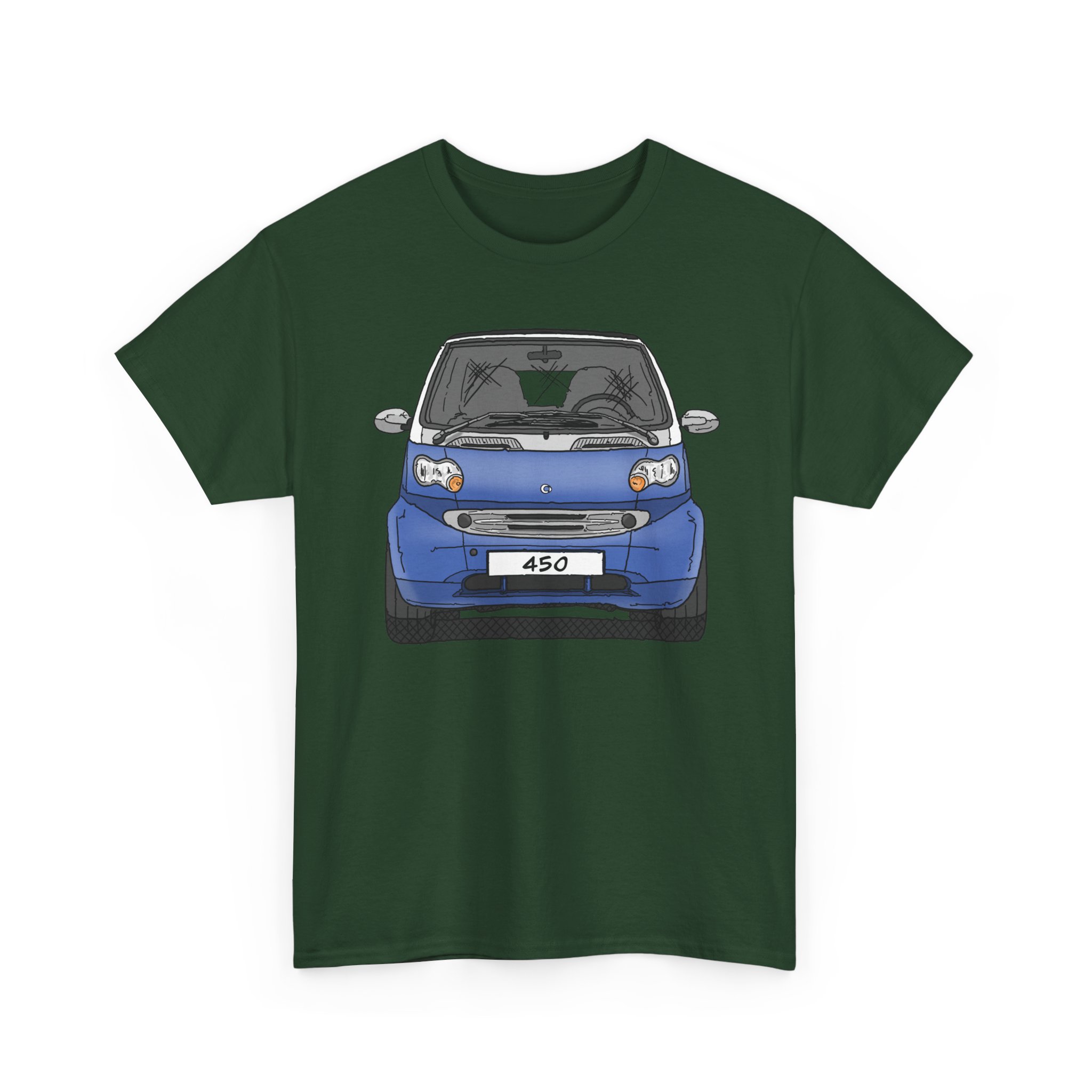 T-Shirt, Smart 450 FL, Strichzeichnung, Blau, eigenes Kennzeichen möglich – Bild 7