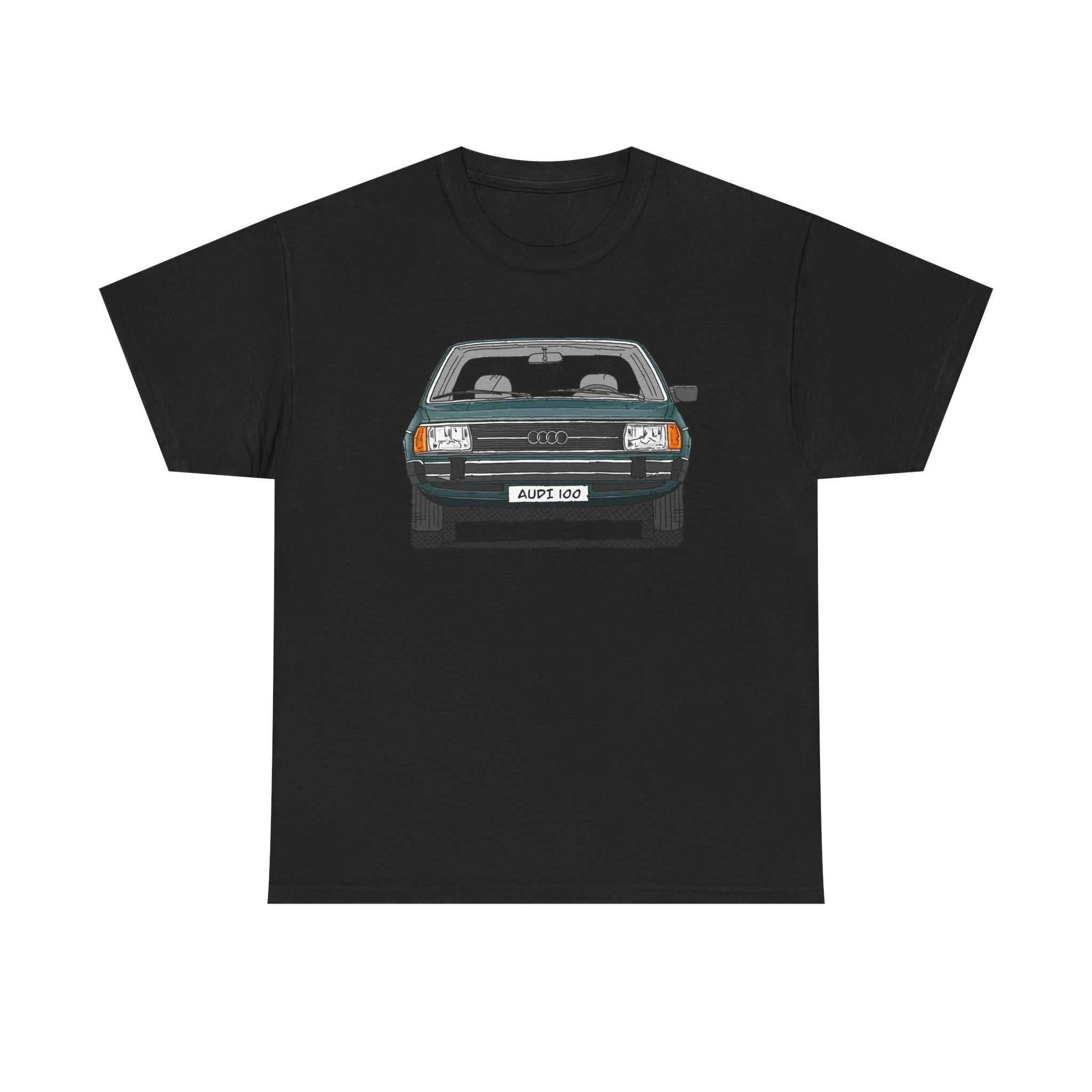 T-Shirt, Audi 100 C2, Strichzeichnung, Dunkelgrün, mit Kennzeichen personalisierbar – Bild 9