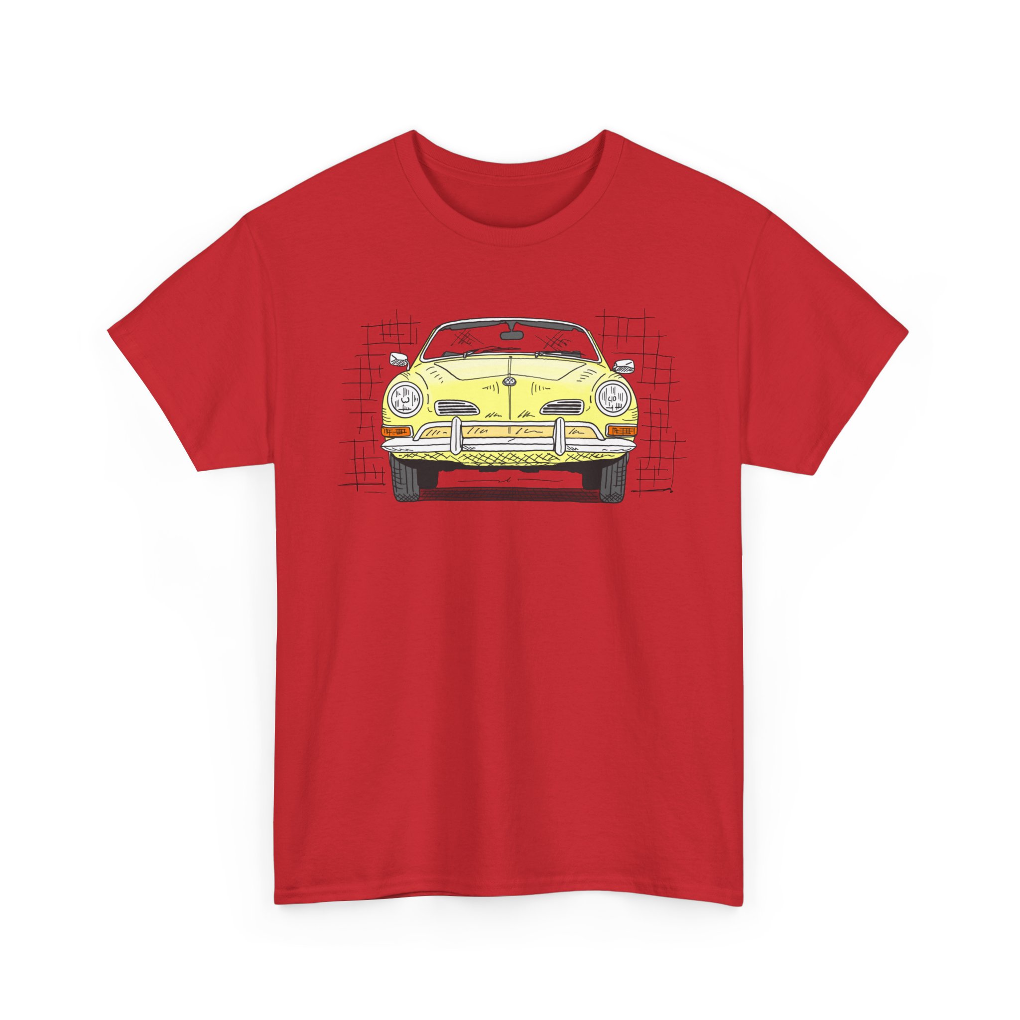 T-Shirt, Karmann Ghia Typ 14, Cabrio, Strichzeichnung, Gelb, personalisierbar – Bild 10
