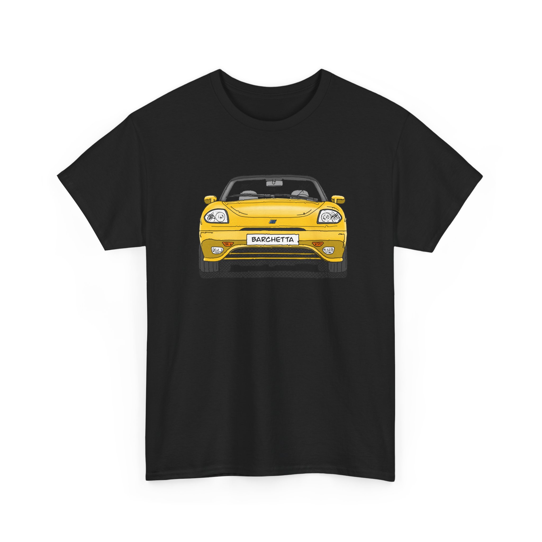 T-Shirt, Fiat Barchetta, Strichzeichnung, Gelb, eigenes Kennzeichen möglich – Bild 3