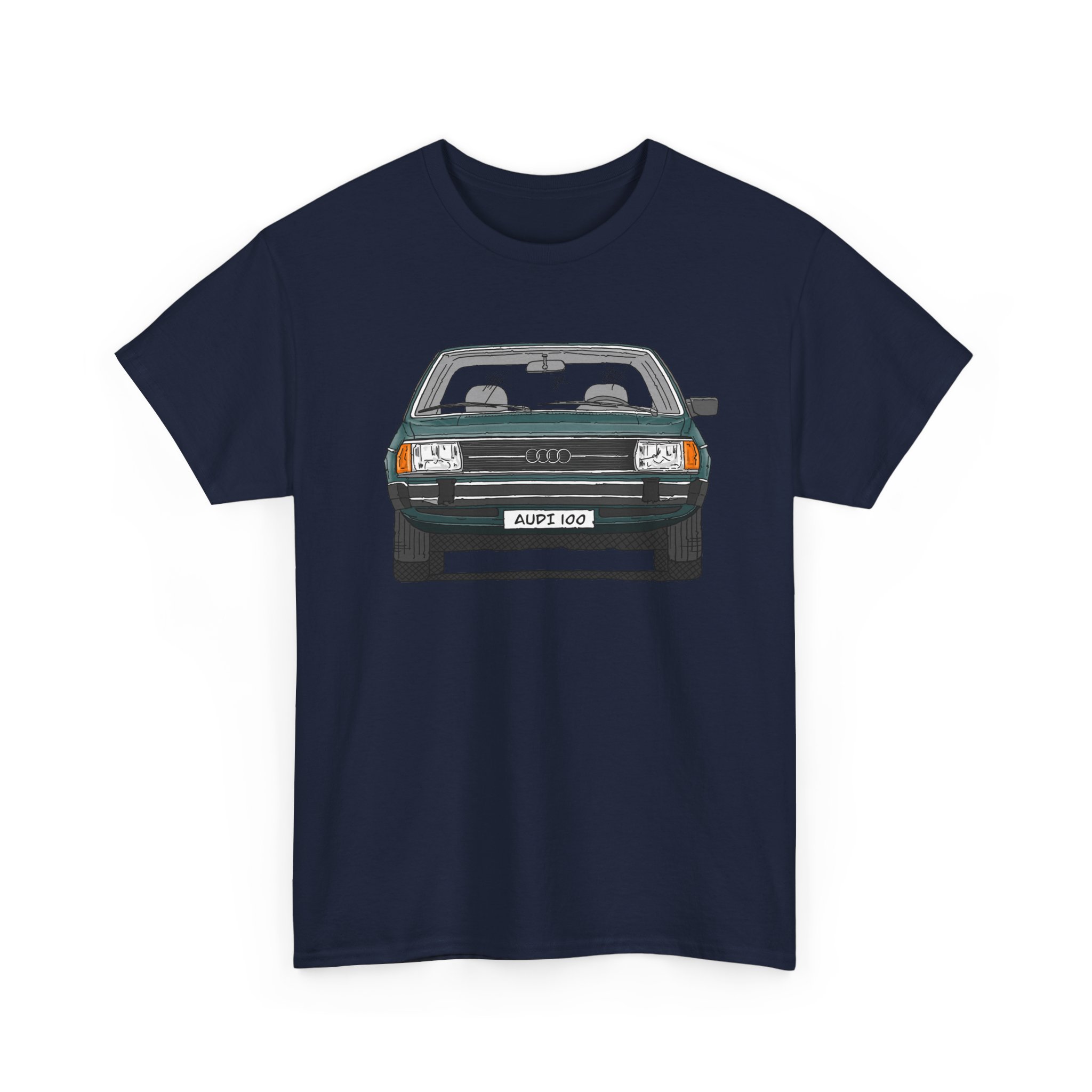 T-Shirt, Audi 100 C2, Strichzeichnung, Dunkelgrün, mit Kennzeichen personalisierbar – Bild 59