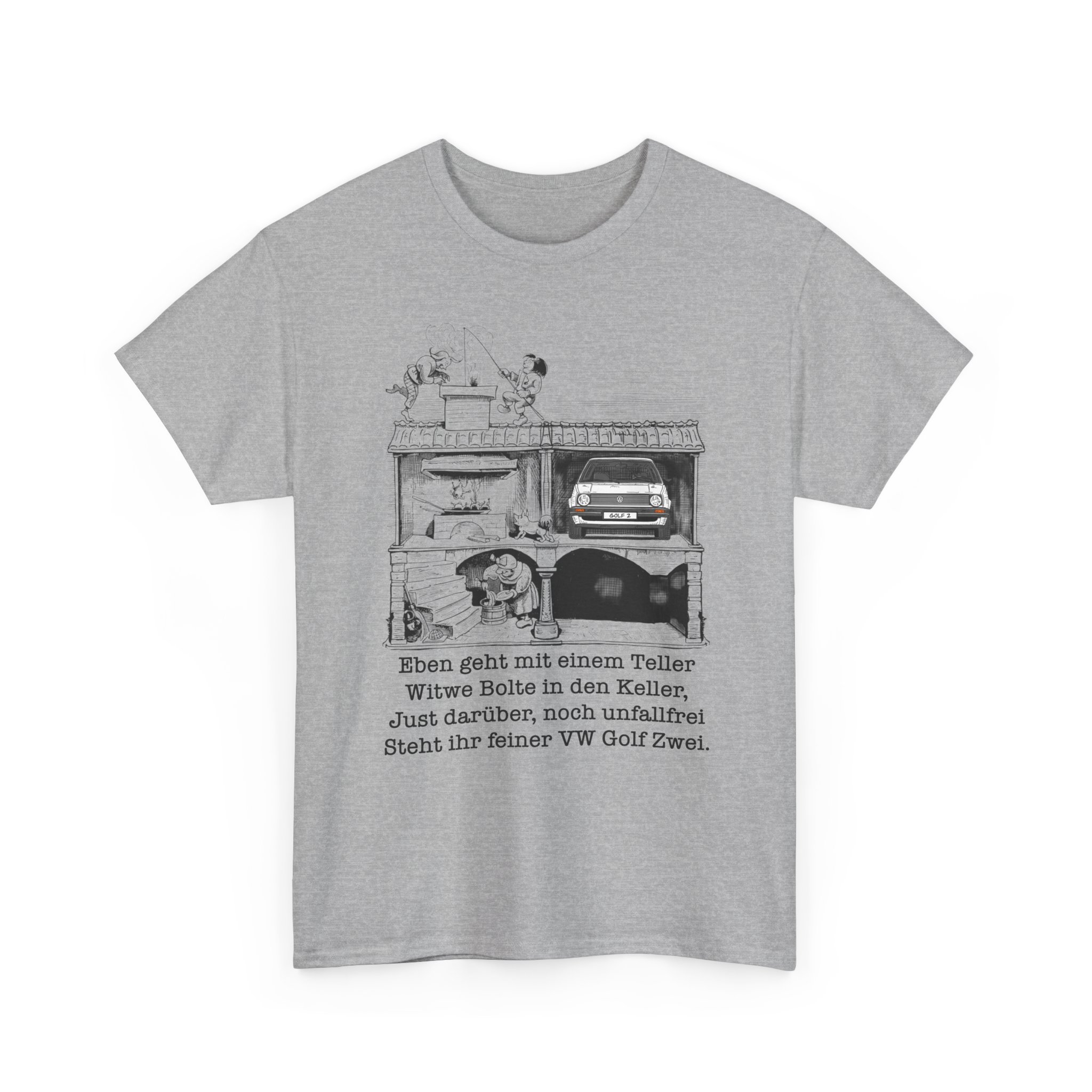 T-Shirt, VW Golf 2, Max und Moritz – Witwe Boltes Golf, eigenes Kennzeichen möglich – Bild 2