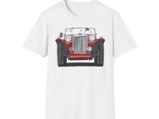 T-Shirt, MGTC, Strichzeichnung, Rot, mit Kennzeichen personalisierbar