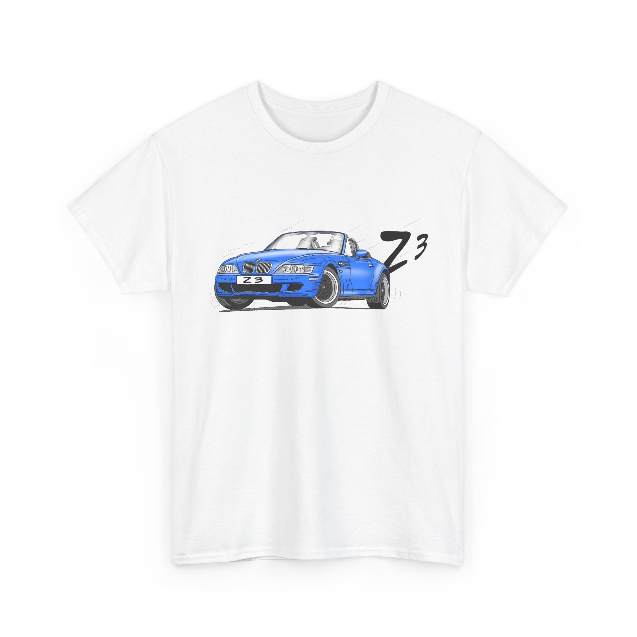T-Shirt, BMW Z3, Strichzeichnung, Blau, personalisierbar – Bild 2