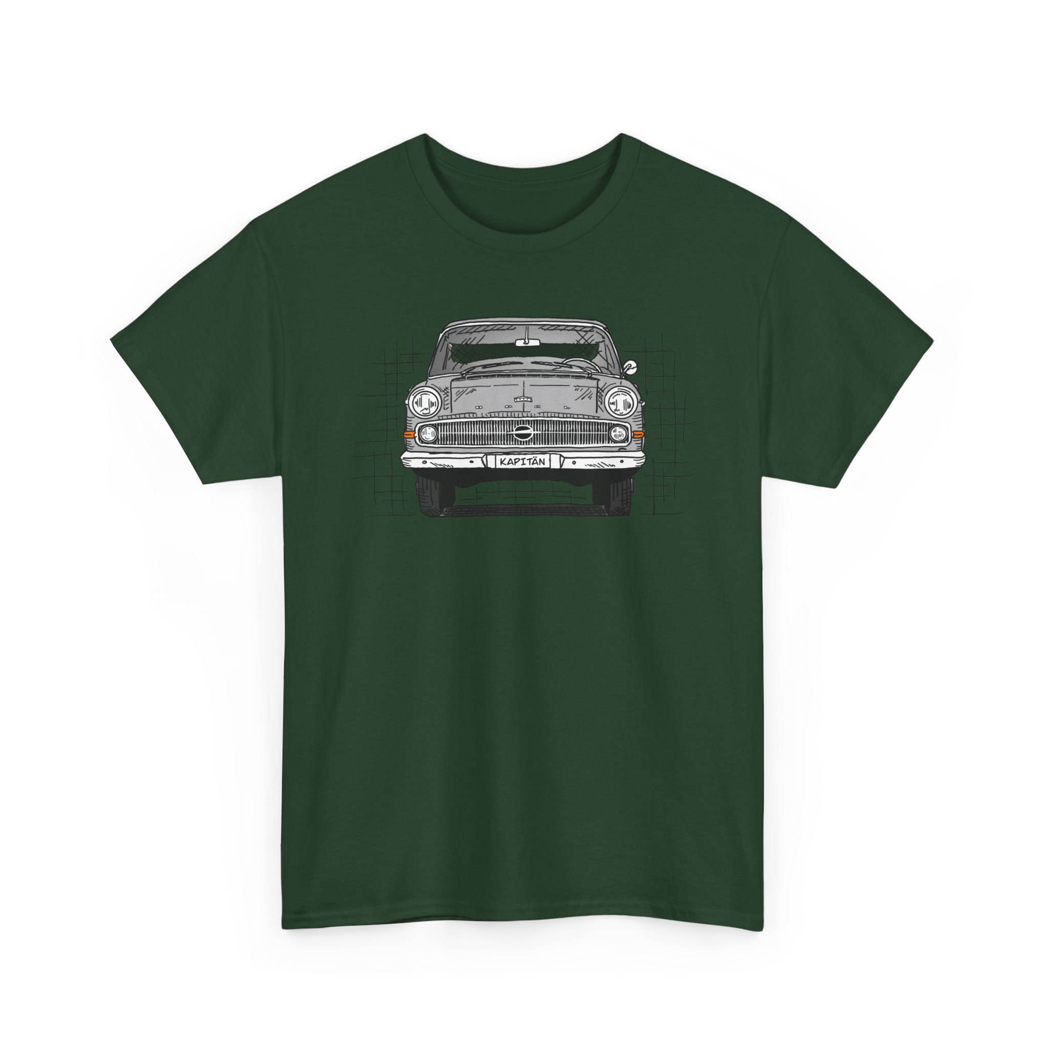 T-Shirt, Opel Kapitän P1, Strichzeichnung, Grau, personalisierbar – Bild 6