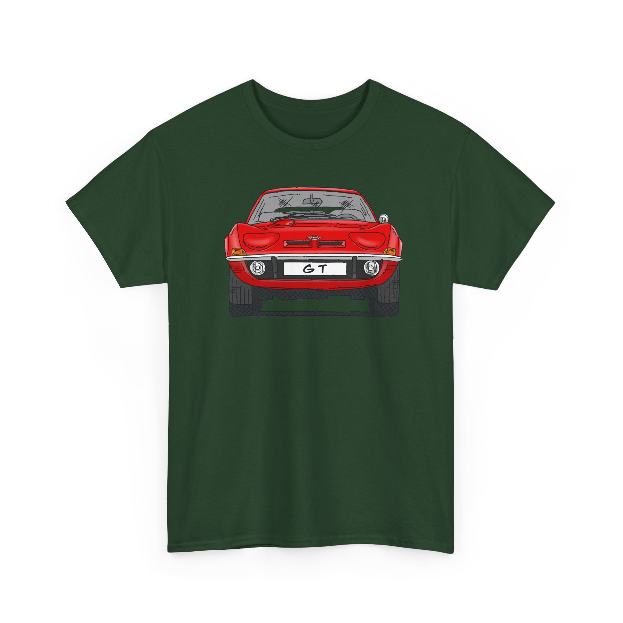 T-Shirt, Opel GT, Strichzeichnung, Rot, mit Kennzeichen personalisierbar – Bild 59