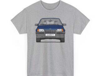 T-Shirt, Opel Kadett E, Strichzeichnung, Blau, Wunsch-Kennzeichen möglich