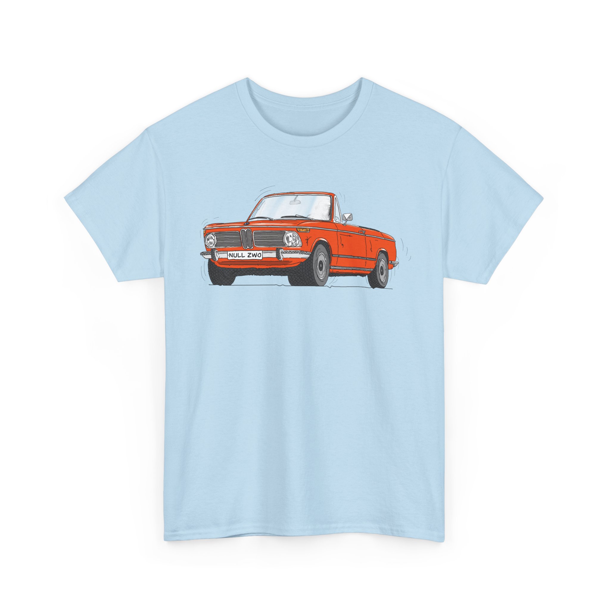T-Shirt, BMW 02 Baur Cabrio, Strichzeichnung, Orange, eigenes Kennzeichen möglich – Bild 6