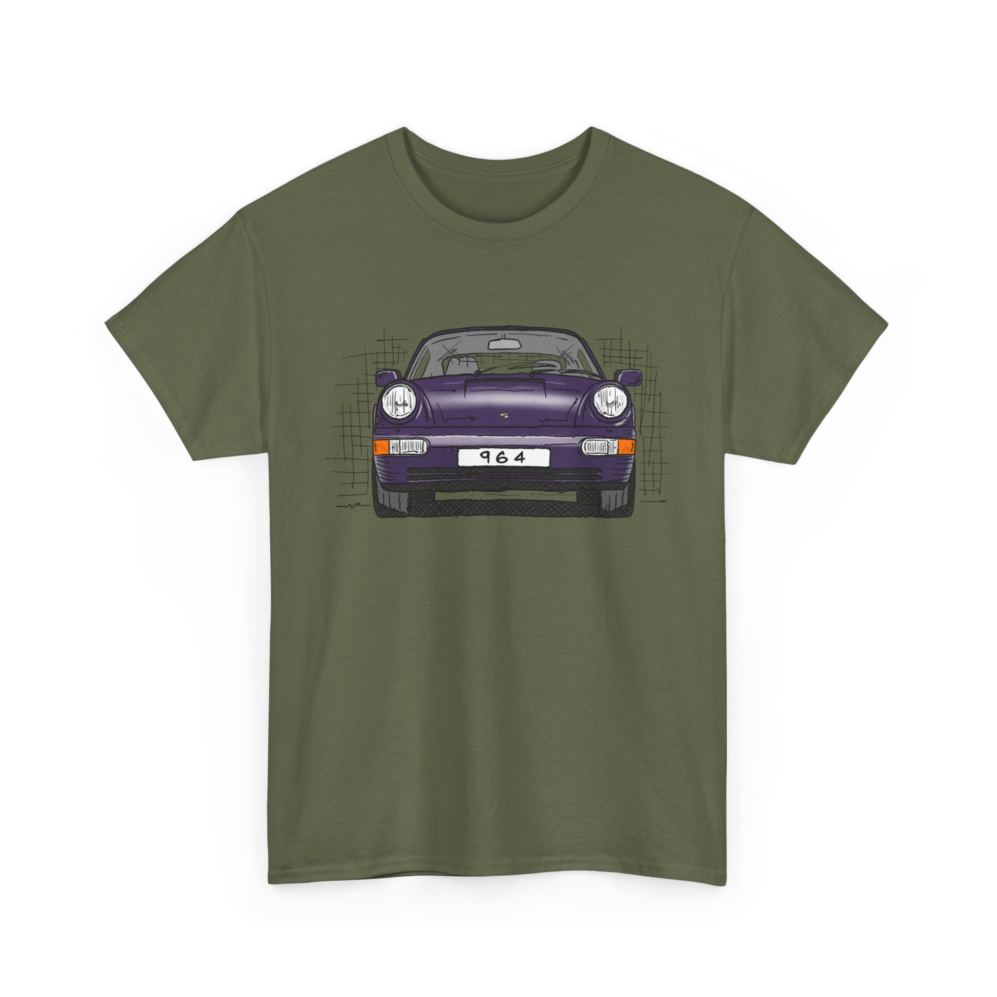T-Shirt, Porsche 911, 964 Coupé, Strichzeichnung, Viola (30 Jahre Jubi), personalisierbar – Bild 19