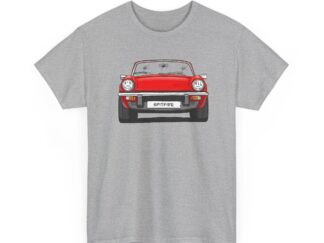T-Shirt, Triumph Spitfire 1500, Strichzeichnung, Rot, mit Kennzeichen personalisierbar