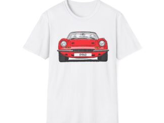 T-Shirt, Ferrari Dino, Strichzeichnung, Rot, mit Kennzeichen personalisierbar