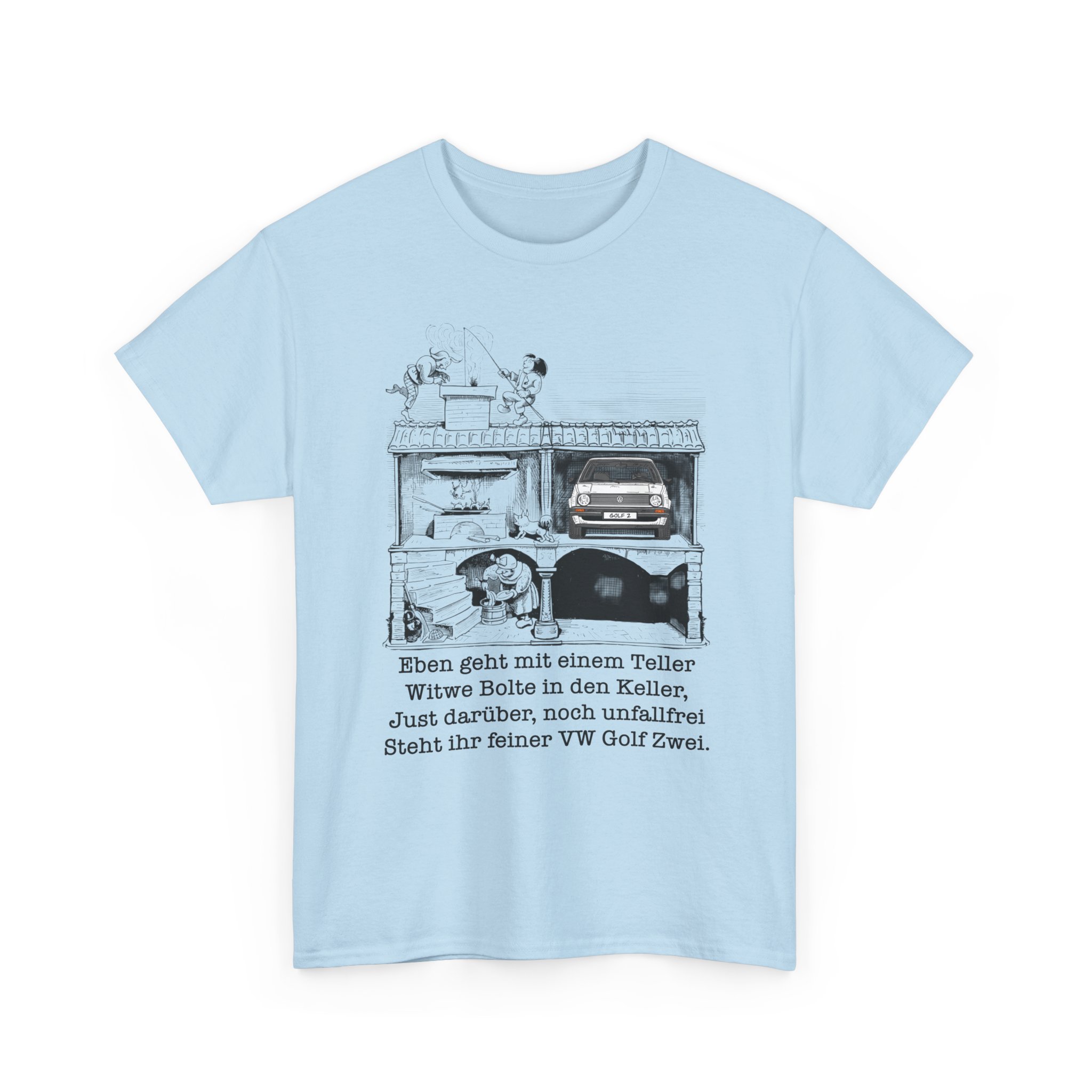 T-Shirt, VW Golf 2, Max und Moritz – Witwe Boltes Golf, eigenes Kennzeichen möglich – Bild 4