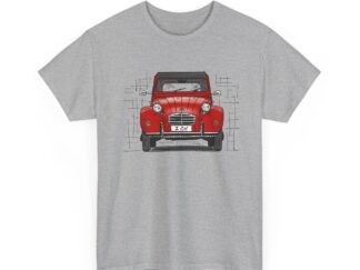 T-Shirt, Citroen 2CV, Ente, Strichzeichnung, Rot, personalisierbar