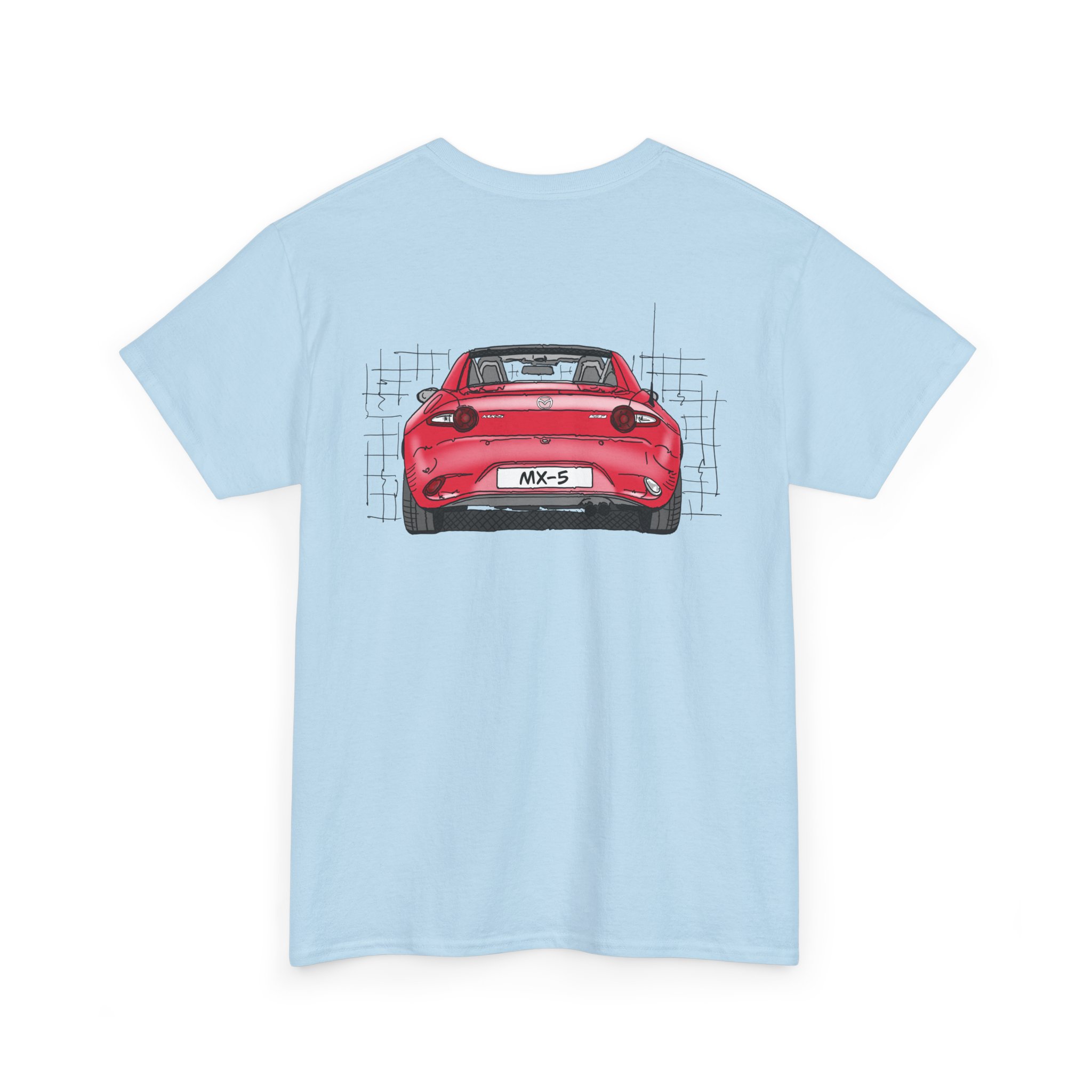 T-Shirt, Mazda MX-5 ND RF, Strichzeichnung, Rot, beidseitig – Bild 12
