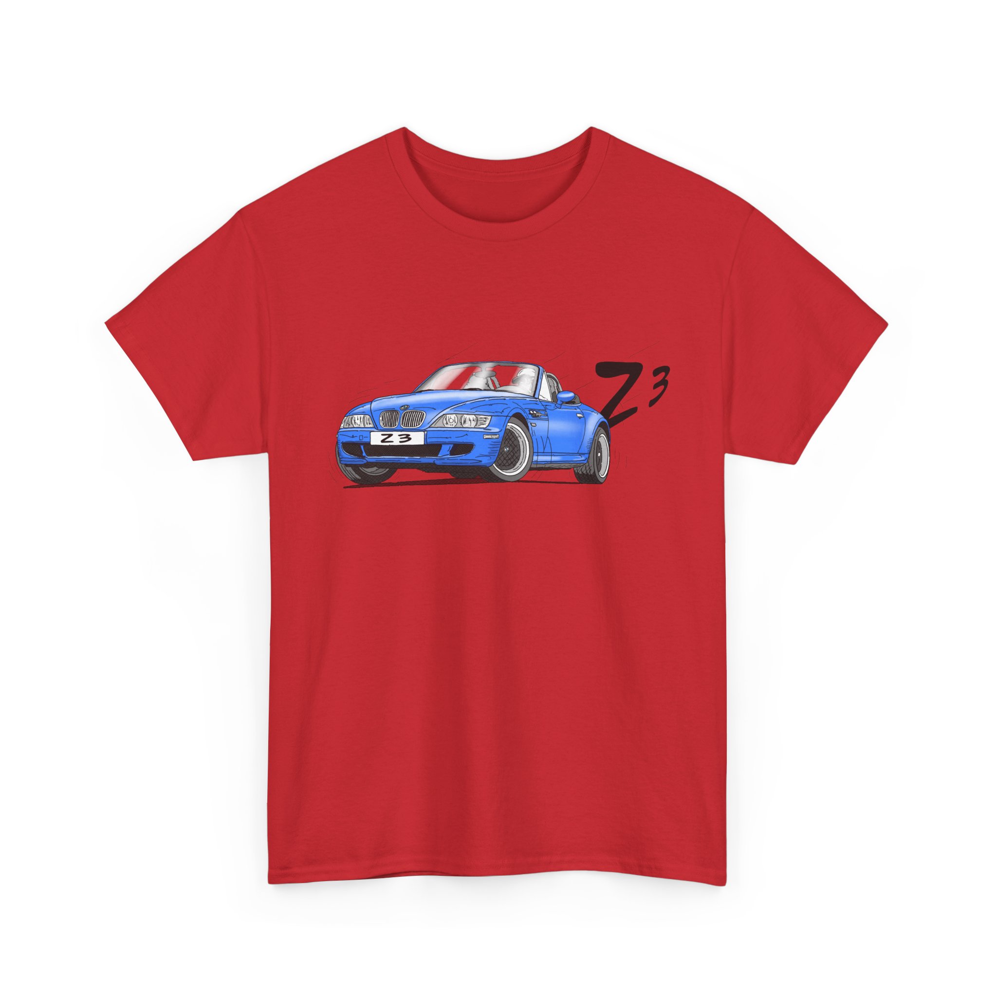 T-Shirt, BMW Z3, Strichzeichnung, Blau, personalisierbar – Bild 9