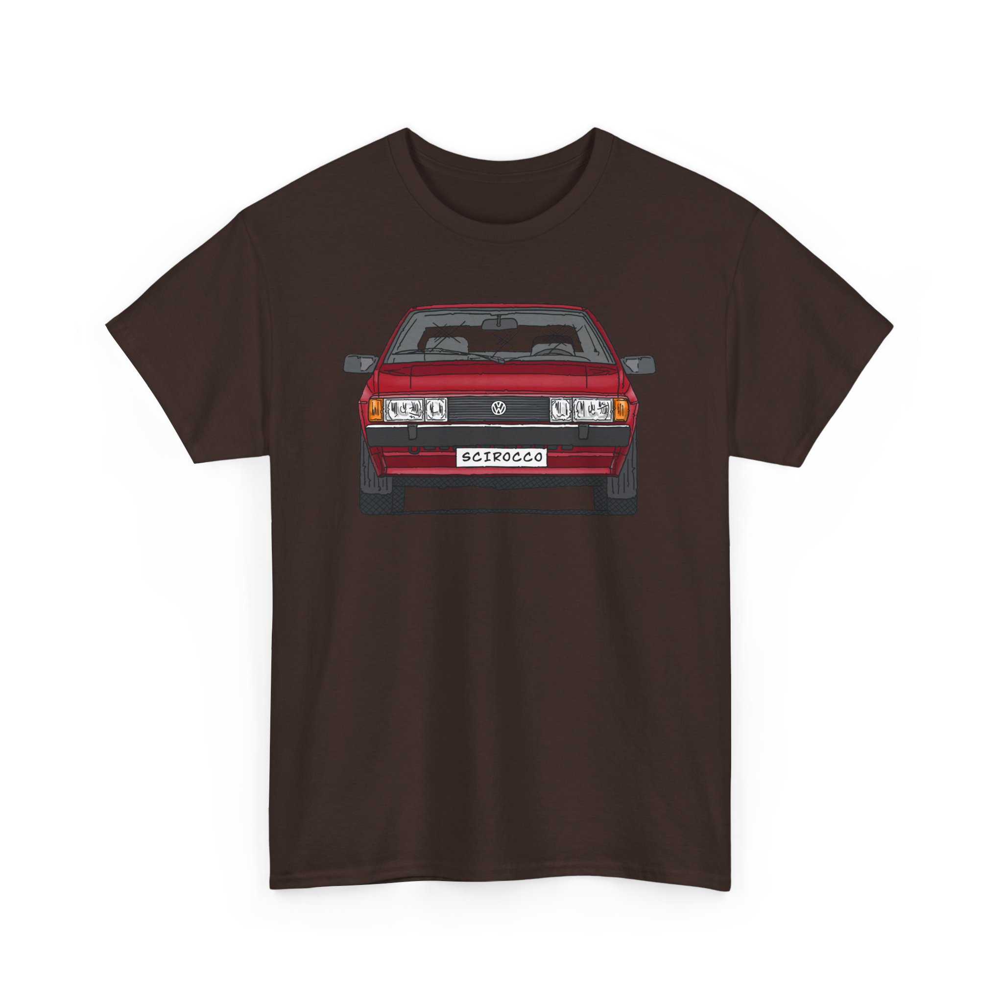 T-Shirt, VW SCIROCCO II, Strichzeichnung, Rot, Wunschkennzeichen möglich – Bild 23