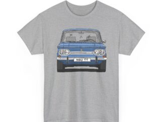 T-Shirt, NSU TT, Strichzeichnung, Blau, mit Kennzeichen personalisierbar