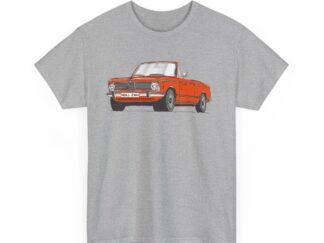 T-Shirt, BMW 02 Baur Cabrio, Strichzeichnung, Orange, eigenes Kennzeichen möglich