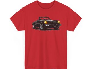 T-Shirt, Alfa Romeo Spider Coda Tronca, Kritzel-Kratzel-Auto, großer feiner Druck