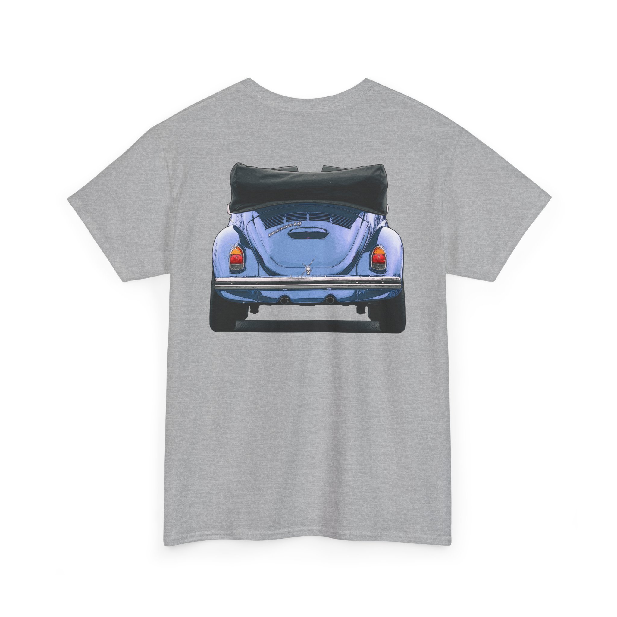 T-Shirt, VW Käfer Cabrio, 1302, Strichzeichnung, Blau, mit Kennzeichen personalisierbar – Bild 4