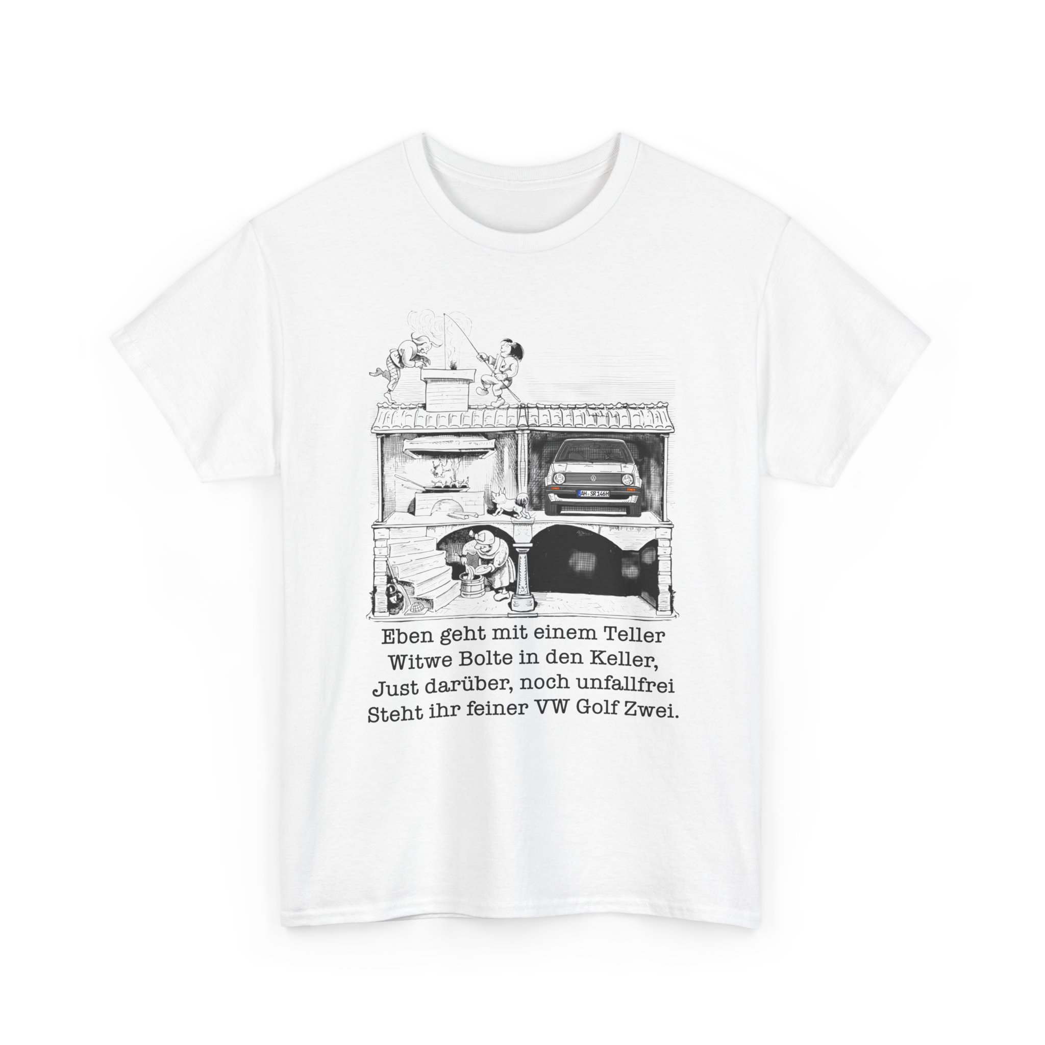 T-Shirt, VW Golf 2, Max und Moritz – Witwe Boltes Golf, AH SR 146H