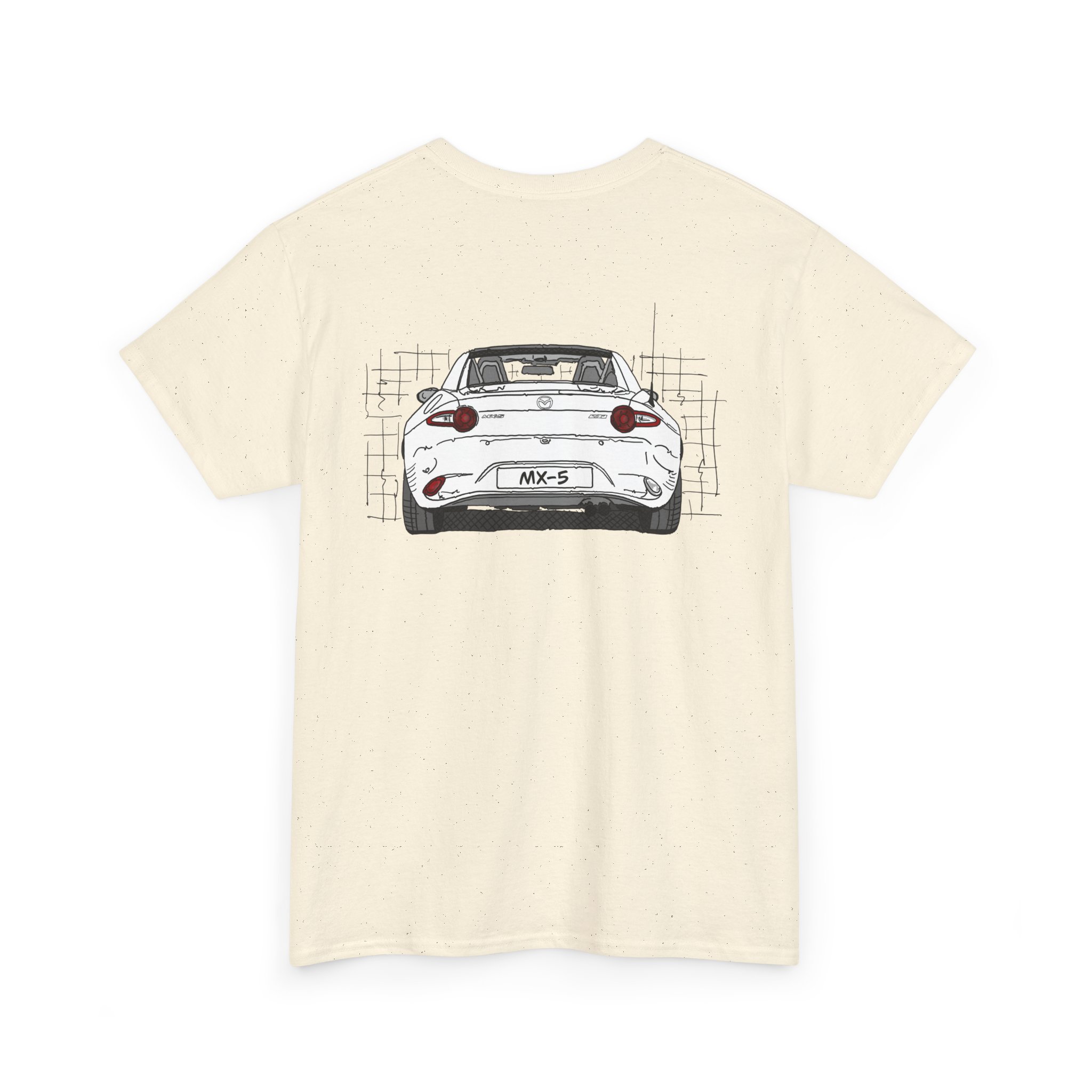 T-Shirt, Mazda MX-5 ND RF, Strichzeichnung, Weiß, beidseitig – Bild 20
