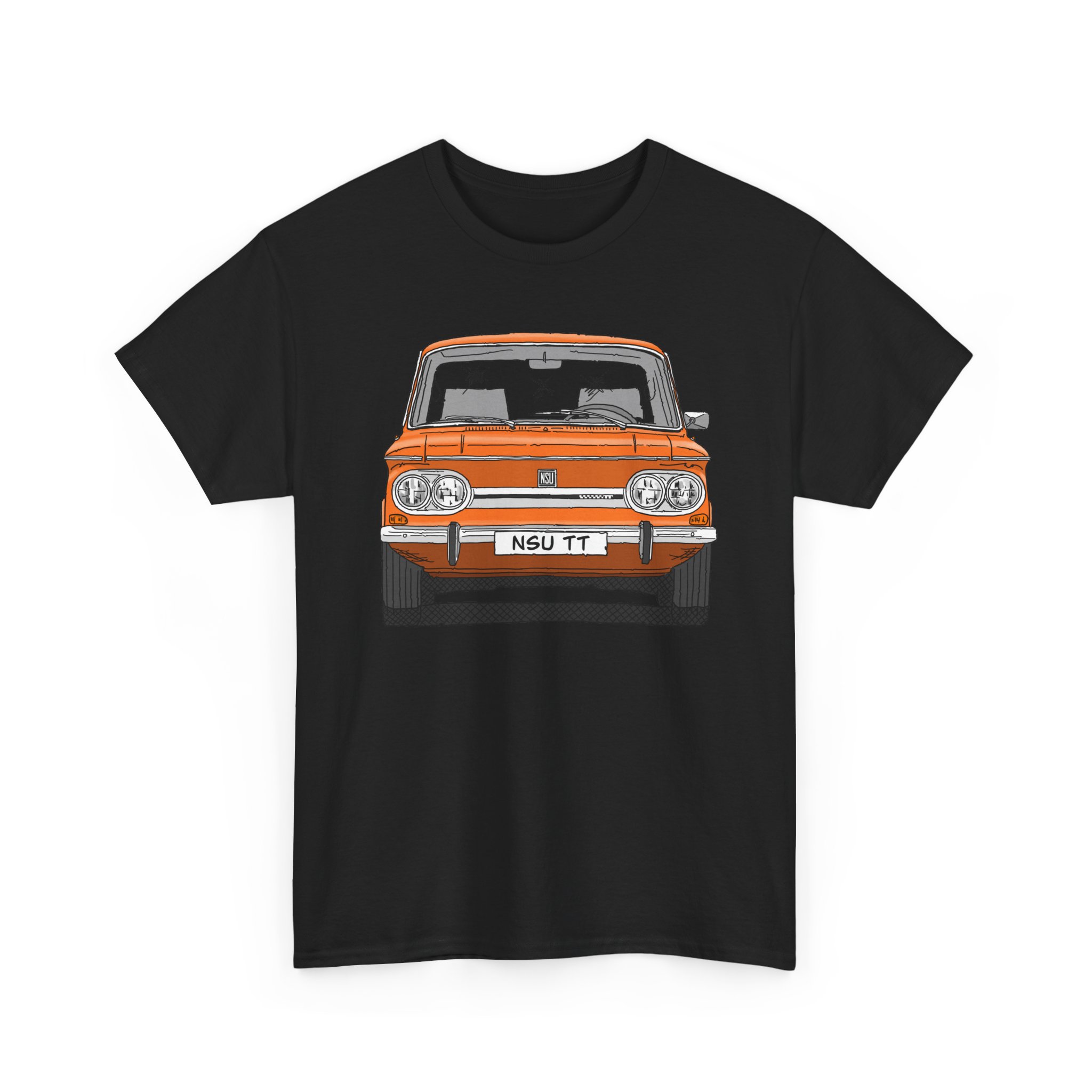T-Shirt, NSU TT, Strichzeichnung, Orange, mit Kennzeichen personalisierbar – Bild 9