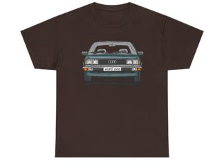 T-Shirt, Audi 200 C2, Strichzeichnung, Dunkelgrün, mit Kennzeichen personalisierbar