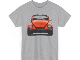 T-Shirt, VW Käfer Cabrio, 1302, Strichzeichnung, Rot, mit Kennzeichen personalisierbar