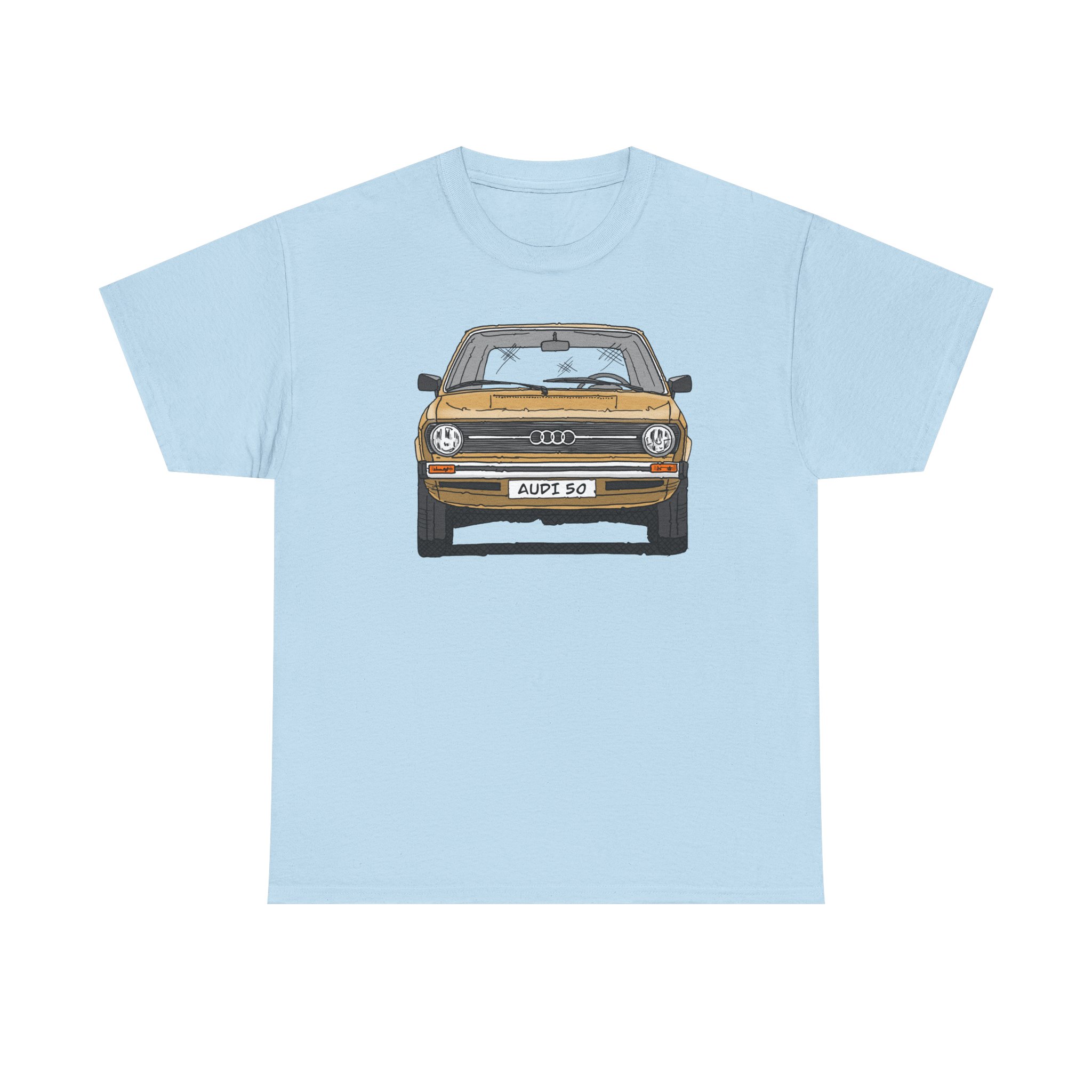 T-Shirt, Audi 50, Strichzeichnung, Hellas, 2 Außenspiegel, mit Kennzeichen personalisierbar – Bild 49