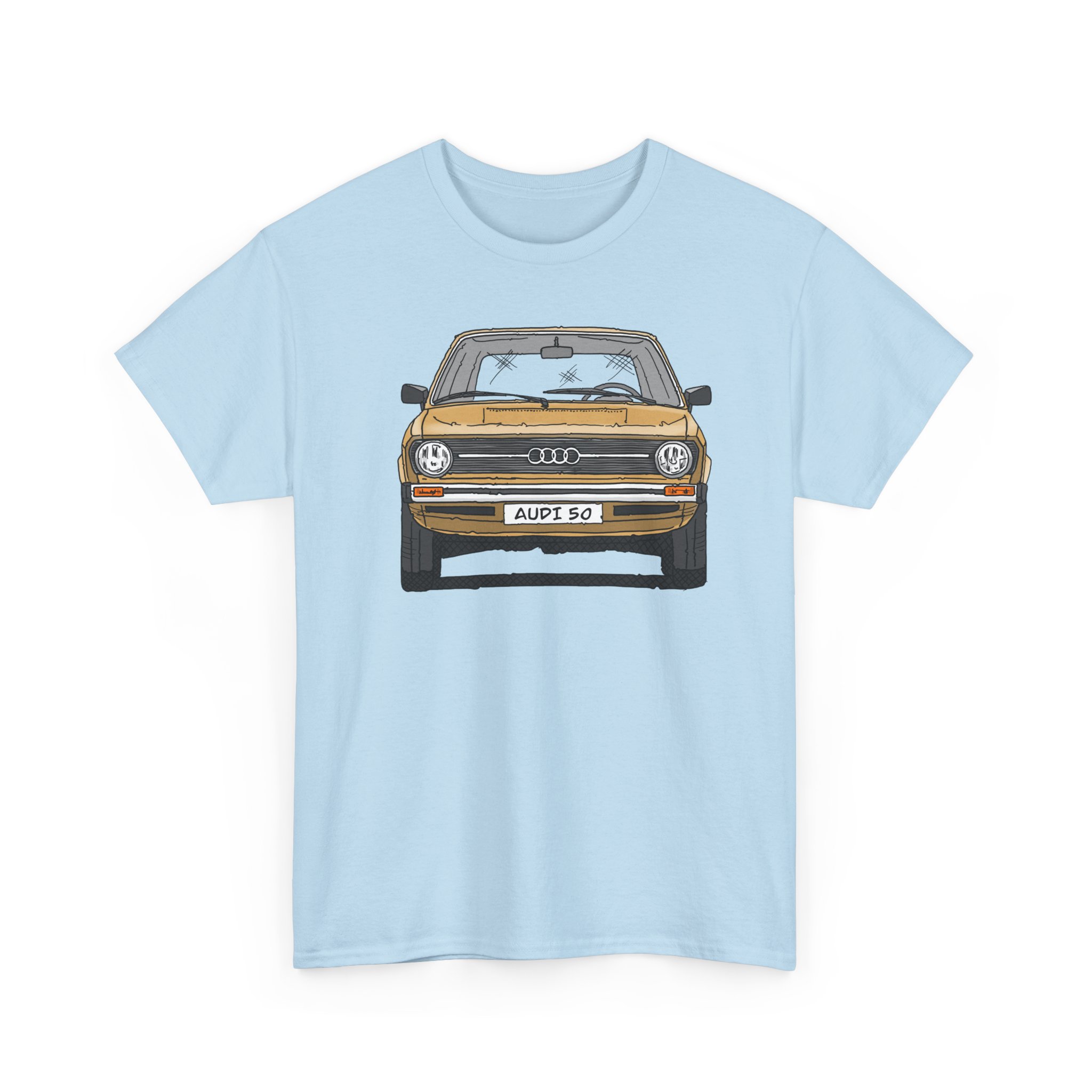 T-Shirt, Audi 50, Strichzeichnung, Hellas, 2 Außenspiegel, mit Kennzeichen personalisierbar – Bild 51
