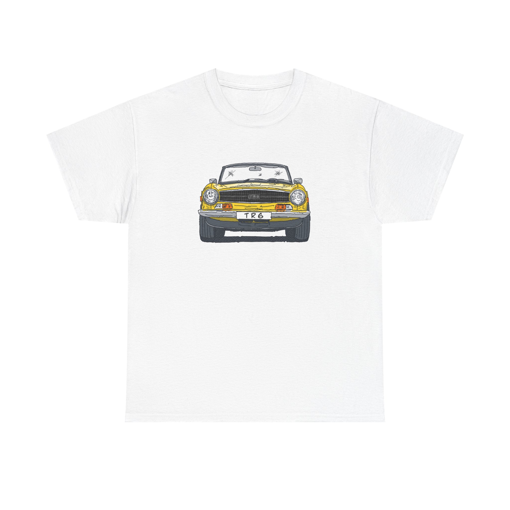T-Shirt, Triumph TR6, Strichzeichnung, Gelb, personalisierbar – Bild 5