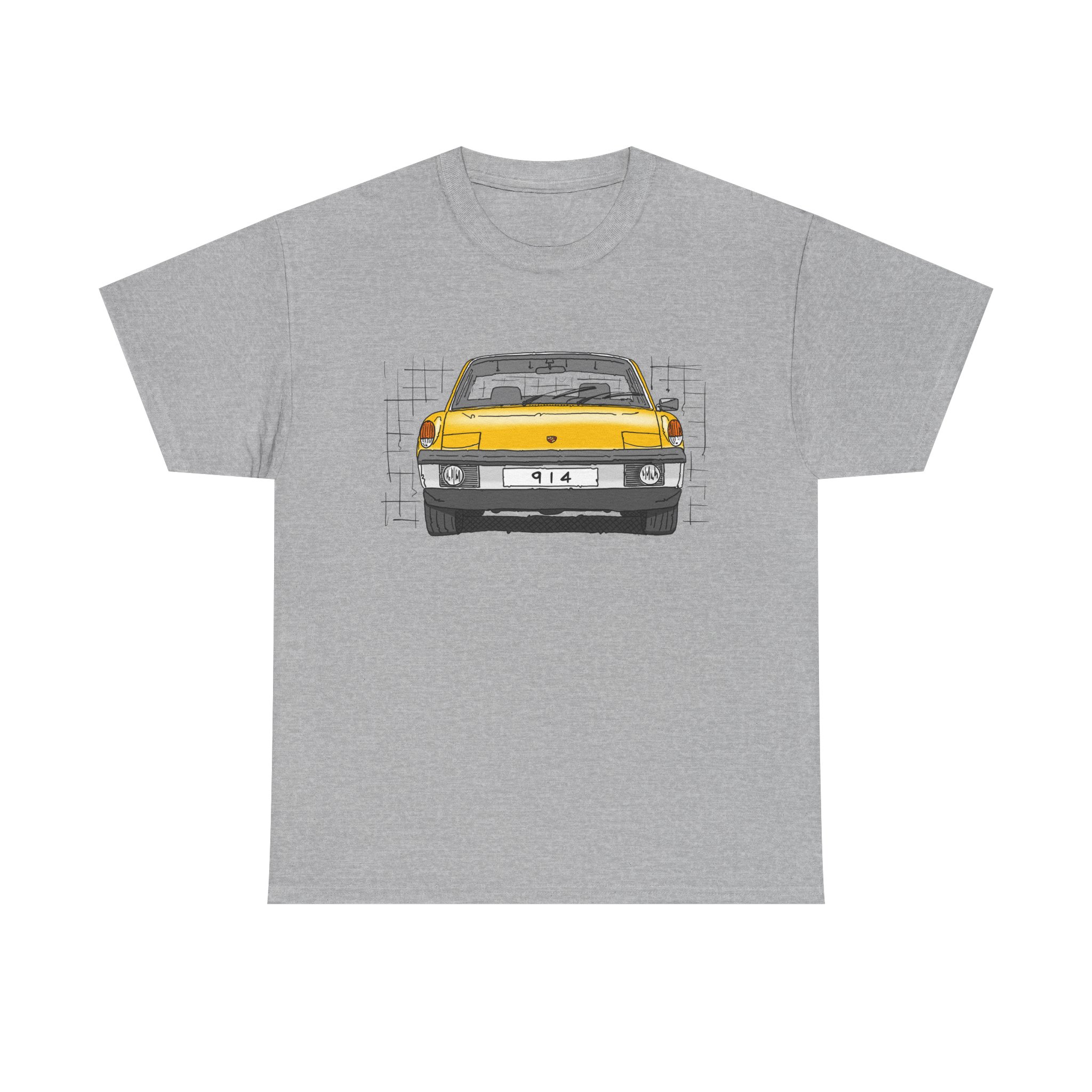 T-Shirt, Porsche 914, VW Porsche, Strichzeichnung, Gelb, personalisierbar – Bild 2