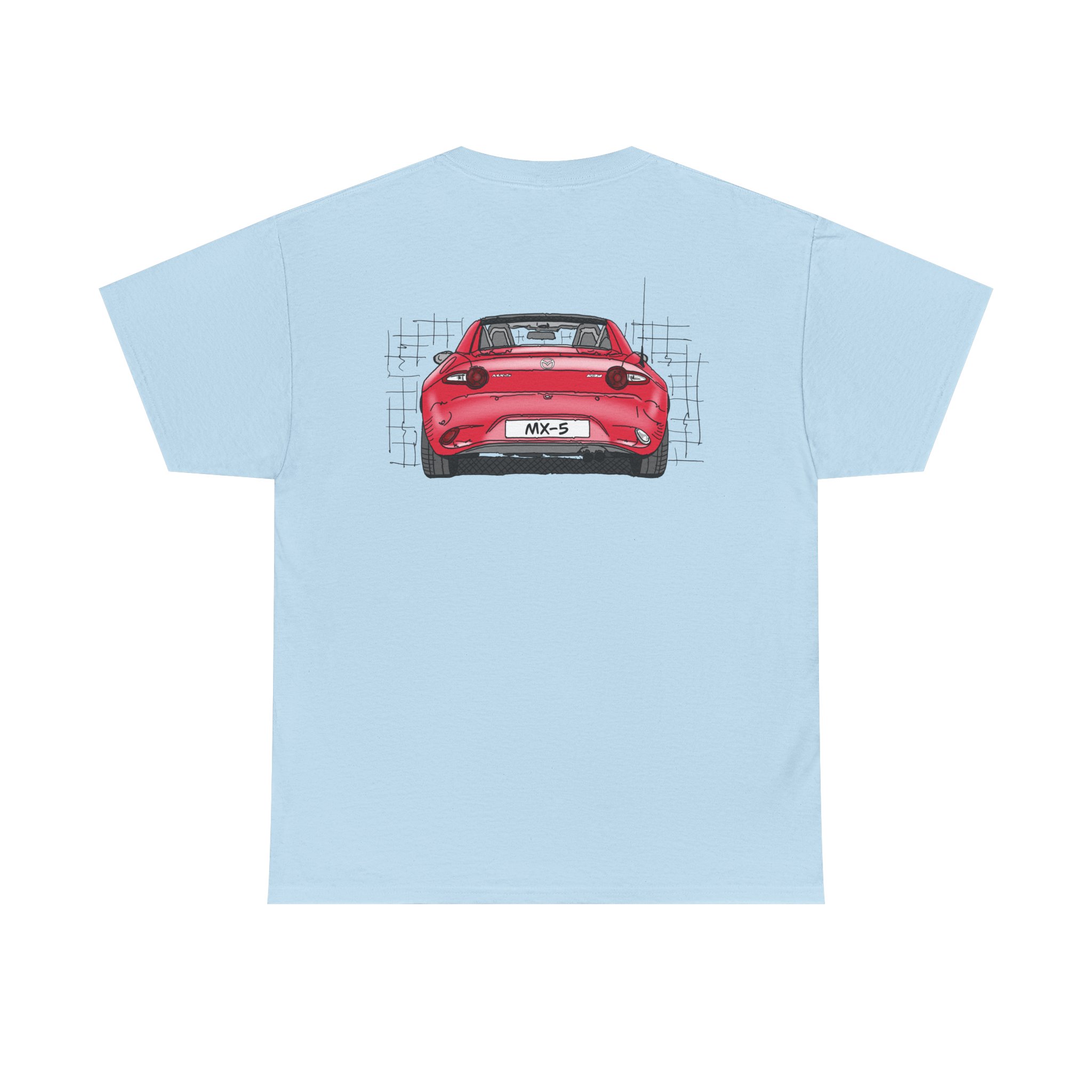 T-Shirt, Mazda MX-5 ND RF, Strichzeichnung, Rot, beidseitig – Bild 10