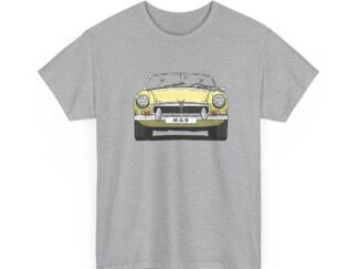 T-Shirt, MGB, Strichzeichnung, Gelb, mit Kennzeichen personalisierbar