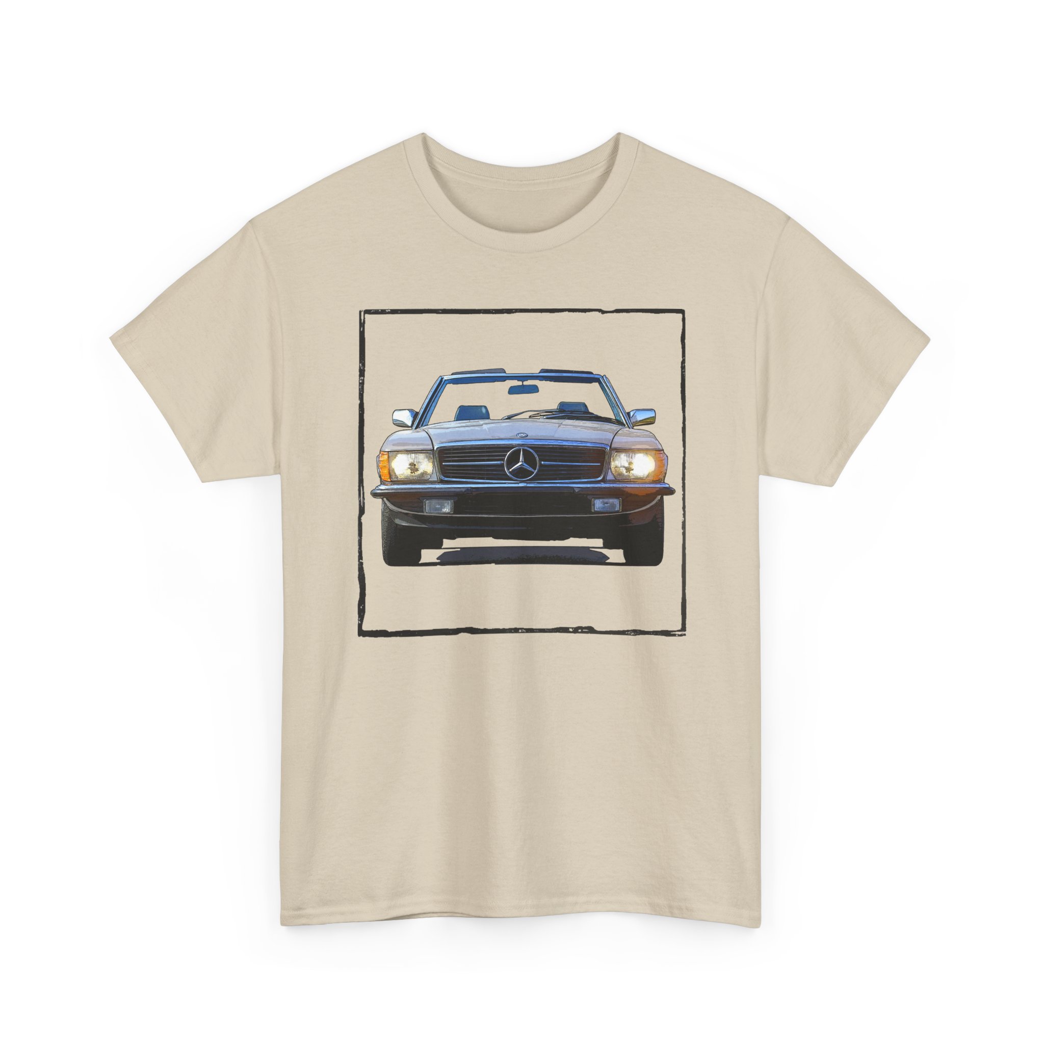 T-Shirt, Mercedes SL R107, Silber - Vorder- und Rückseite bedruckt – Bild 7