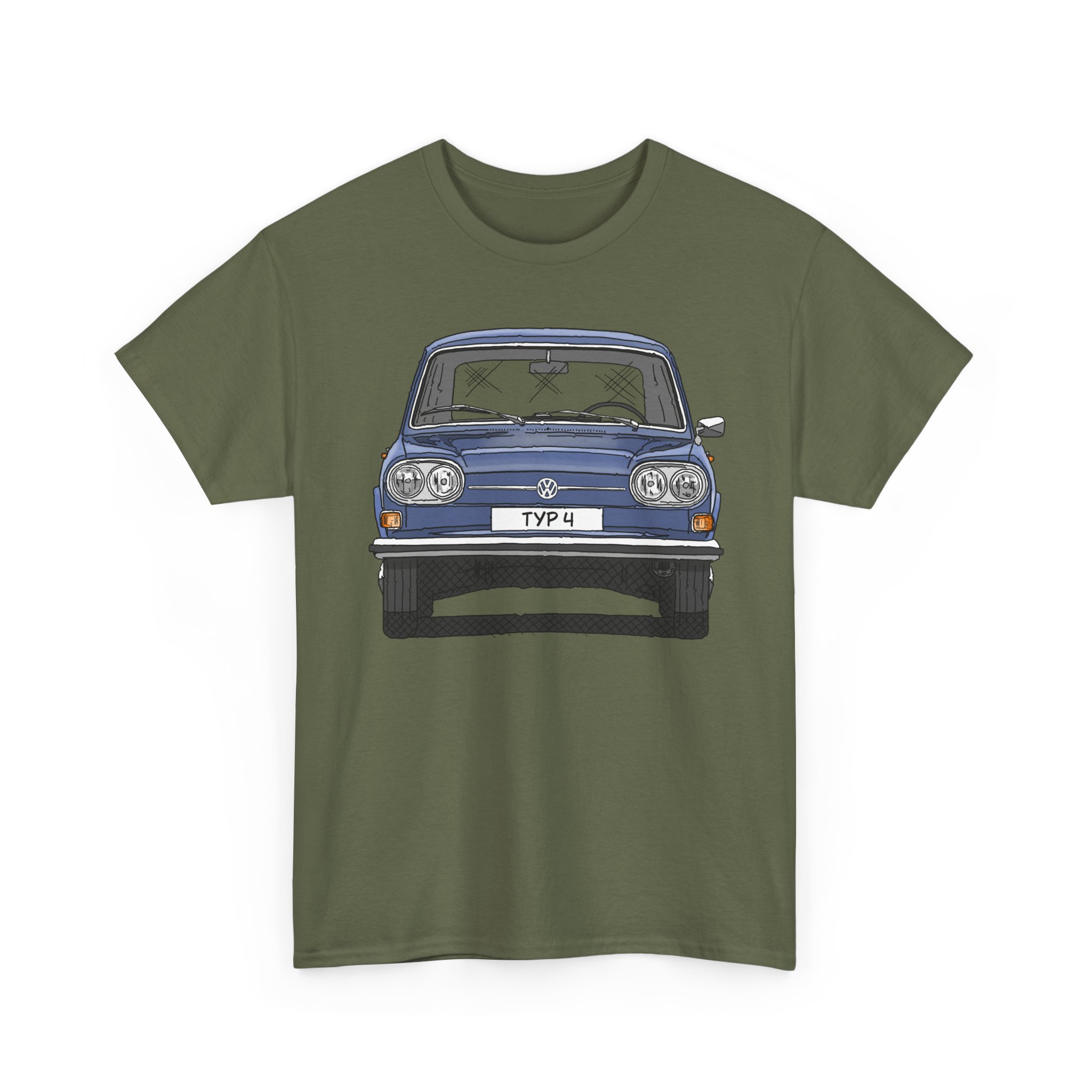 T-Shirt, VW Typ 4, 411, Strichzeichnung, Gemini-Blau, eigenes Kennzeichen möglich – Bild 2