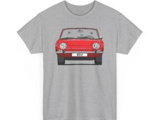 T-Shirt, Fiat 850 Spider, Strichzeichnung, Rot, eigenes Kennzeichen möglich