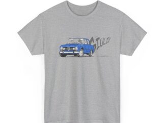 T-Shirt, Alfa Romeo Giulia, Strichzeichnung, Blau, personalisierbar
