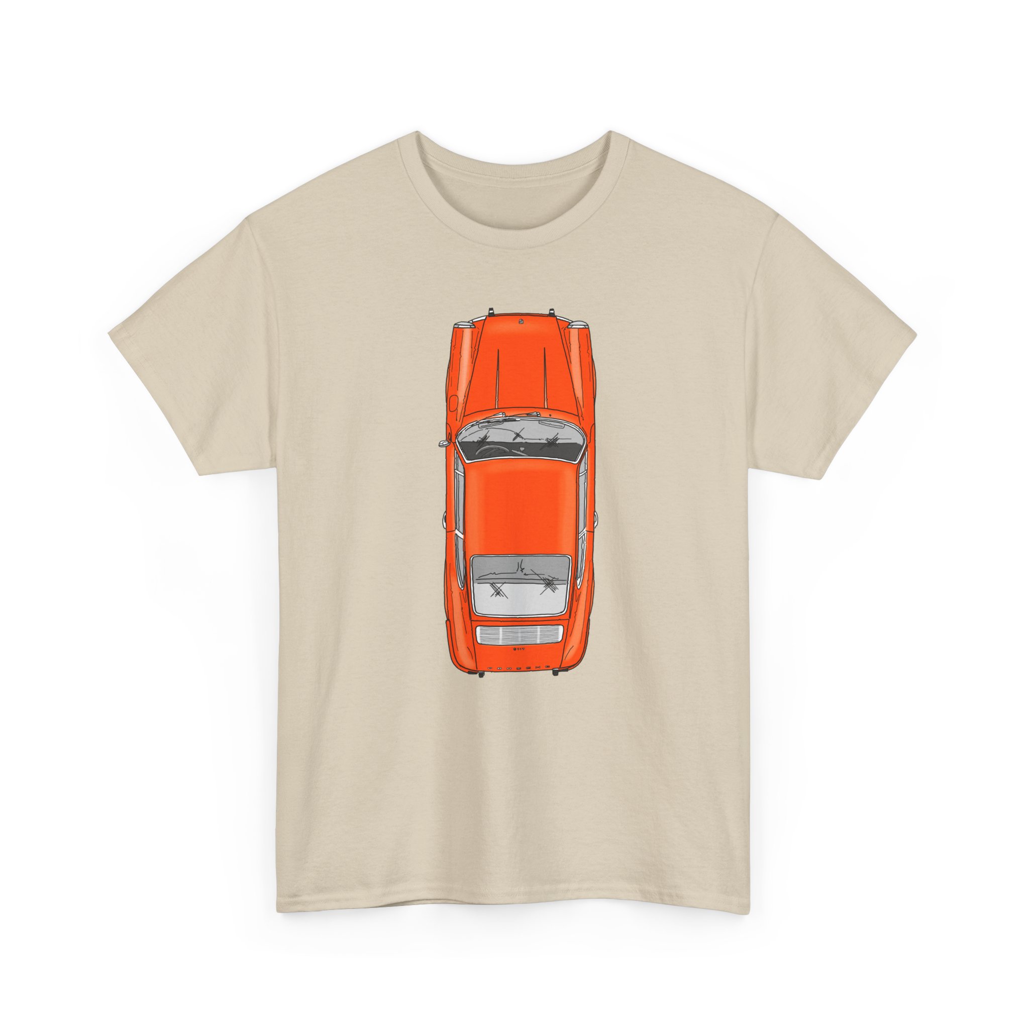 T-Shirt, Porsche 911 Coupé, F-Modell, Ur-Elfer, Top View, Orange – Bild 15