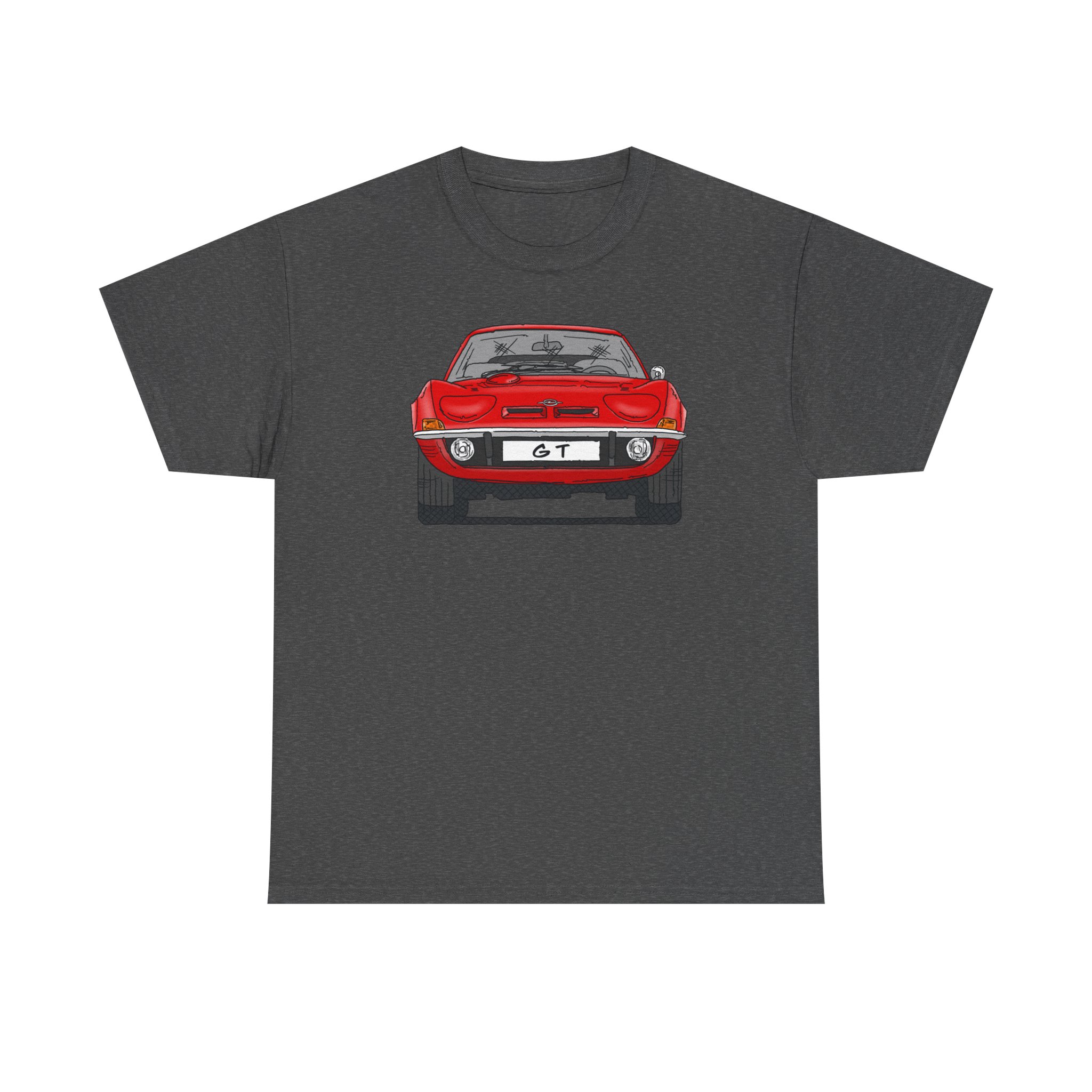 T-Shirt, Opel GT, Strichzeichnung, Rot, mit Kennzeichen personalisierbar – Bild 9