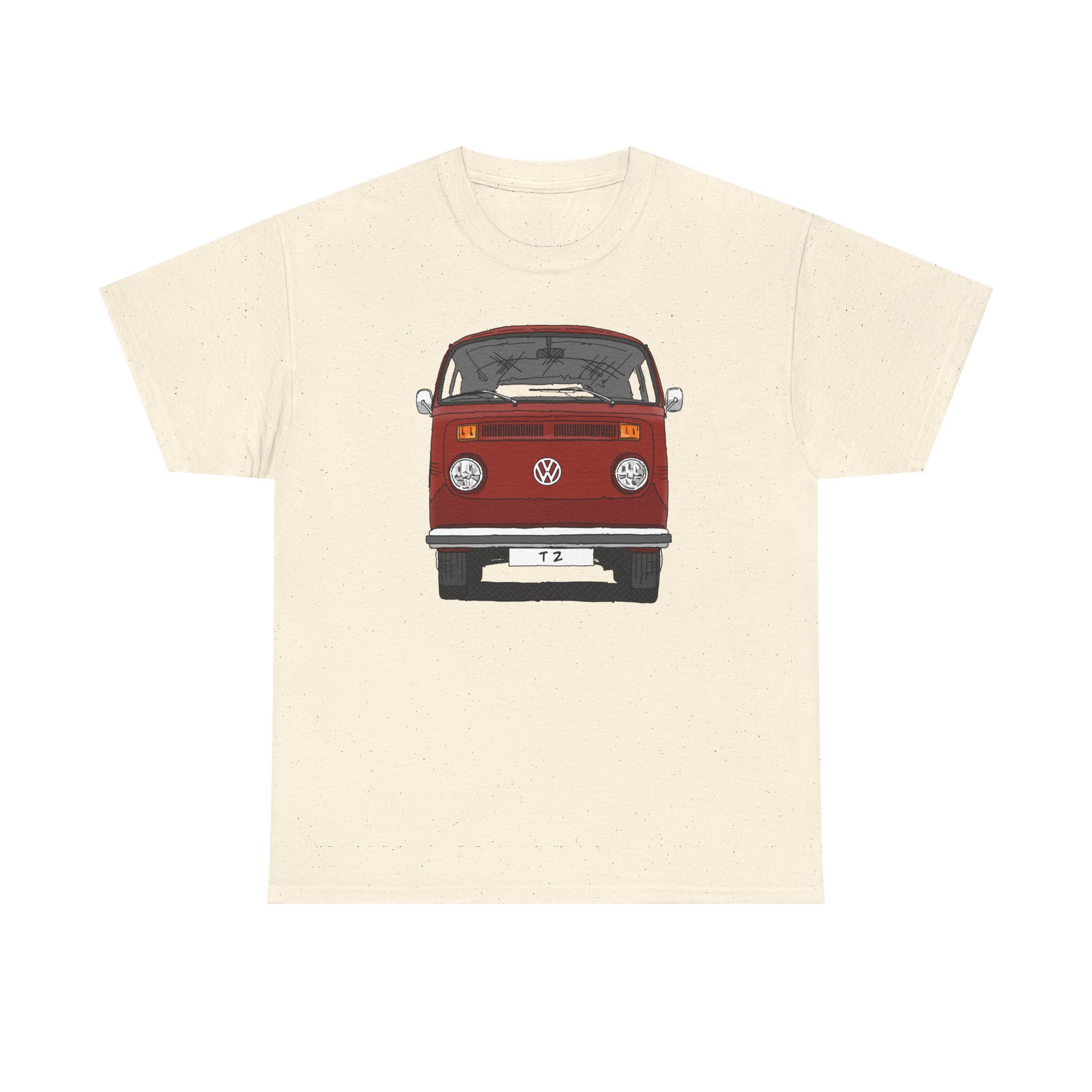 T-Shirt, VW T2, T2b, Bulli, VW Bus, Strichzeichnung, Rot, Wunsch-Kennzeichen möglich – Bild 25