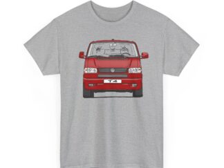 T-Shirt, VW T4 GP, Bulli, Strichzeichnung, Rot, mit Kennzeichen personalisierbar