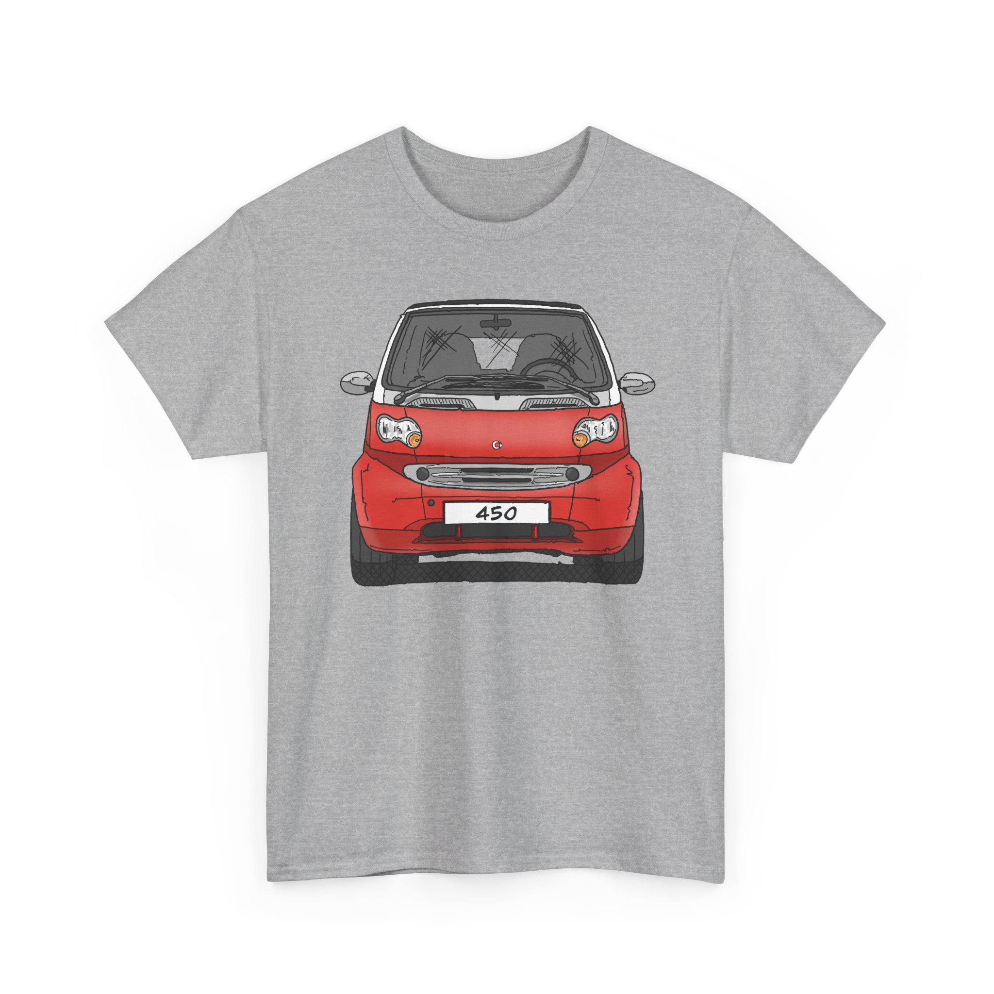 T-Shirt, Smart 450 FL, Strichzeichnung, Rot, eigenes Kennzeichen möglich