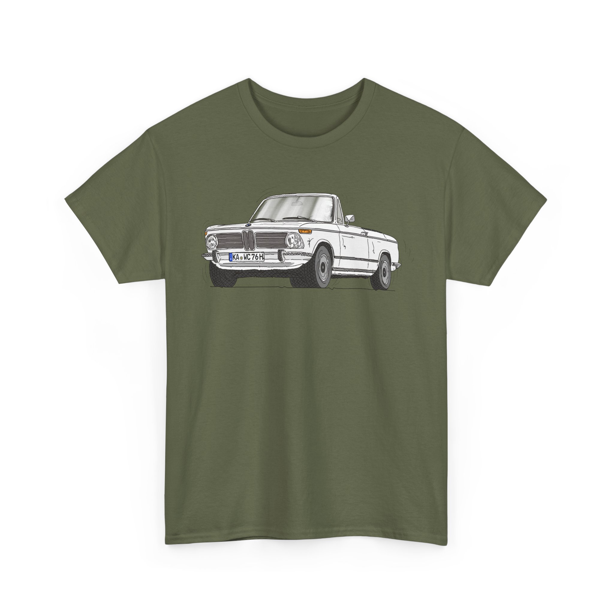T-Shirt, BMW 02 Baur Cabrio, Strichzeichnung, Weiß, KA WC 76H – Bild 4