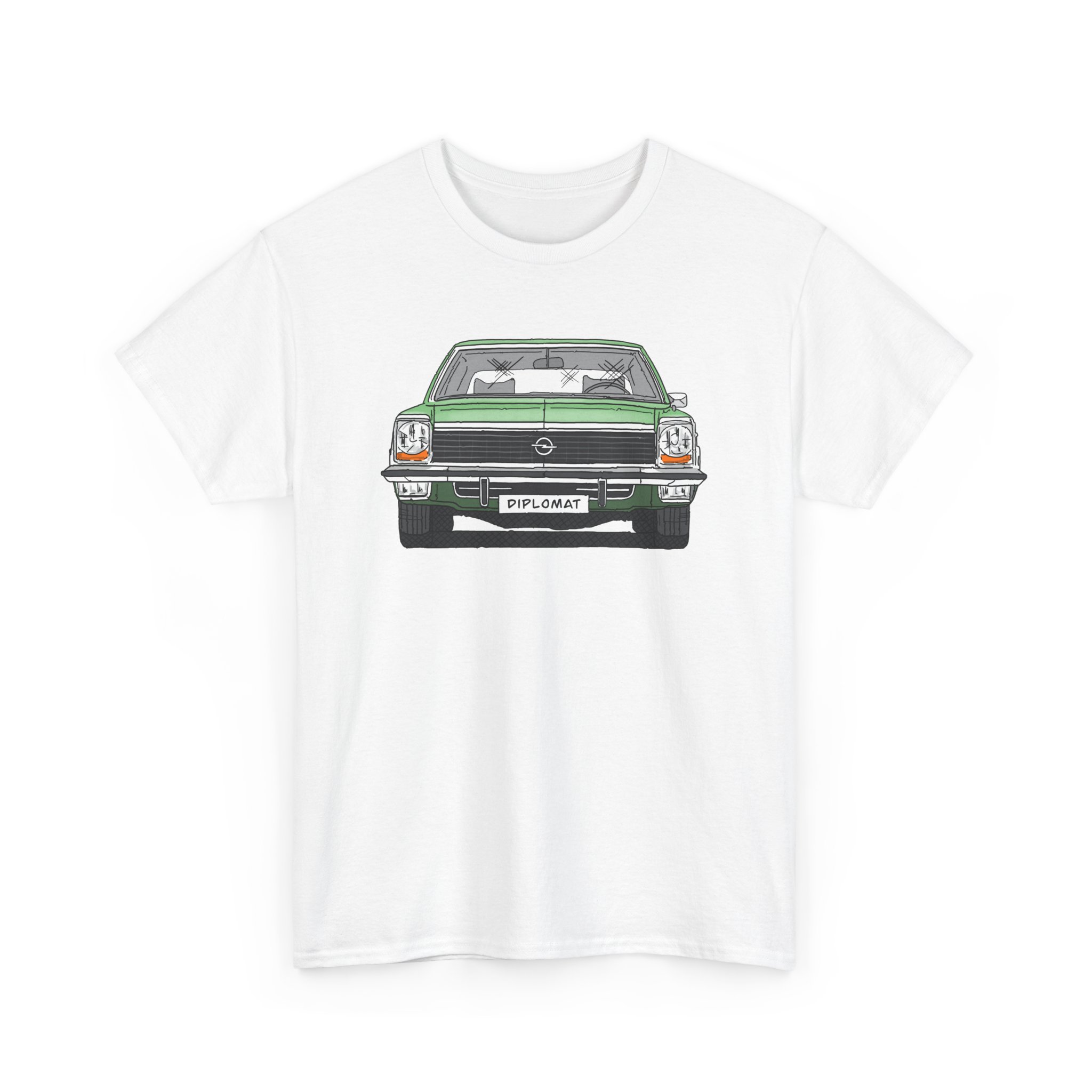 T-Shirt, Opel Diplomat B, Strichzeichnung, Grün, mit Kennzeichen personalisierbar – Bild 47